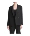 Vince Soft Suiting Double-breasted Blazer In Black