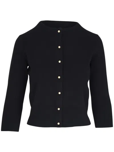 Vince Pearl Button Cardigan In Black
