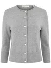 Vince Pearl-button Wool-blend Cardigan In Heather Mid Grey In Gray