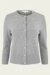 Vince Pearl-button Wool-blend Cardigan In Heather Mid Grey