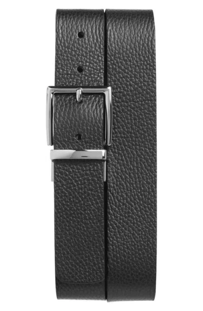 Vince Pebble Leather Belt In Black