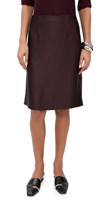 Vince Pebbled Satin Above Knee Skirt Oxblood In Burgundy