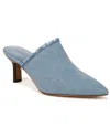 Vince Penelope Frayed Denim Mules In Blue