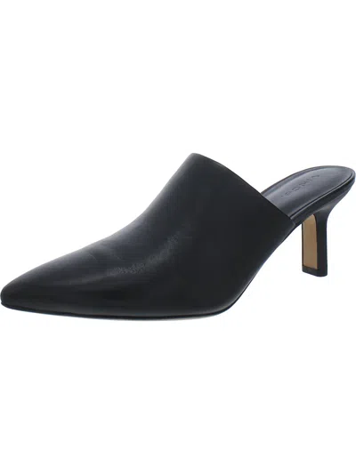 Vince Penelope Womens Faux Leather Pointed Top Mules In Black