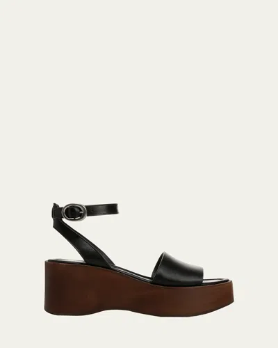 Vince Phillipa Leather Clog Platform Sandals In Black Leather