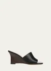 Vince Pia Leather Wedge Sandals In Black