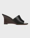 Vince Pia Womens Leather Slide Wedge Sandals In Black