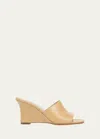 VINCE PIA LEATHER WEDGE SLIDE SANDALS