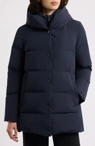Vince Pillow Collar Down Puffer Coat In Blue