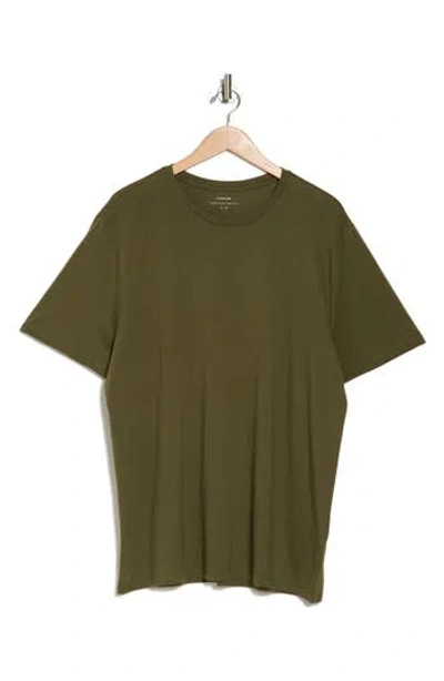 Vince Pima Cotton Crewneck T-shirt In Olive Green