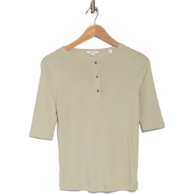 Vince Pima Cotton Henley In White Jade