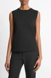 Vince Trim Linen Blend Sweater Tank In Black In Black