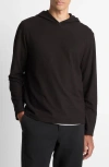 Vince Pima Pique Pullover Hoodie In Black
