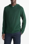 Vince Pima Pique Pullover Hoodie In Green