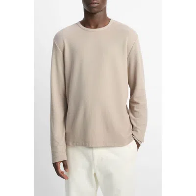 Vince Pima Cotton Piqué Long Sleeve T-shirt In Neutral