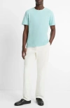Vince Pima Cotton Piqué T-shirt In Aqua
