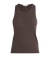 Vince Pima Cotton Ribbed Henley Tank Top