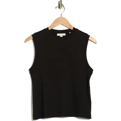 Vince Double Layer Cotton Blend Tank In Black