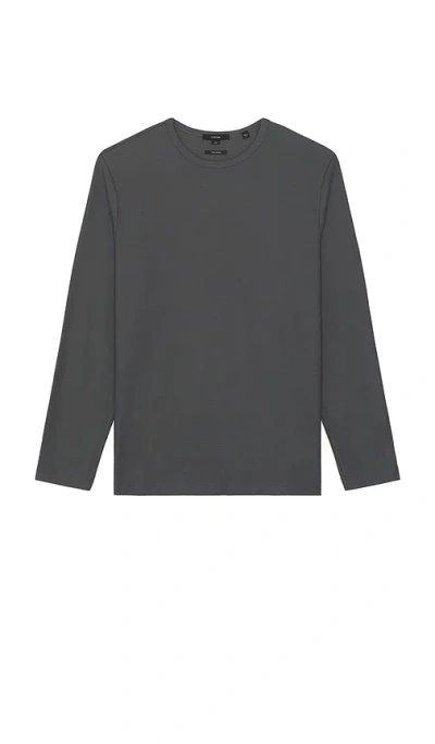 Vince Pima Pique Long Sleeve Tee In Gray