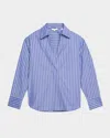 Vince Stripe Popover Shirt In Blue