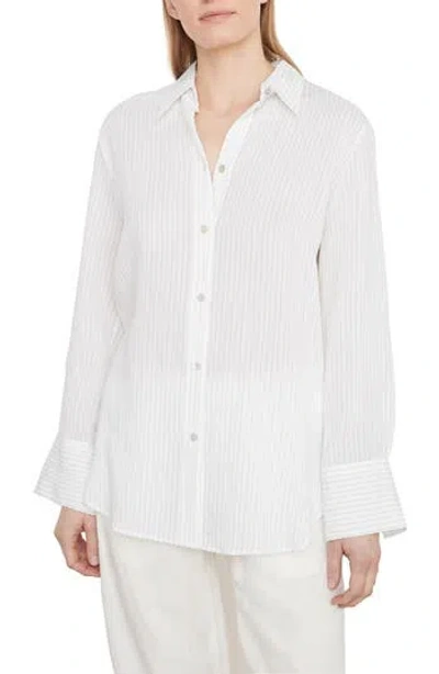 Vince Pinstripe Shirt In Optic White/black St