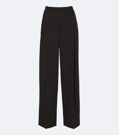 Vince Pinstripe Wide-leg Pants In Brown
