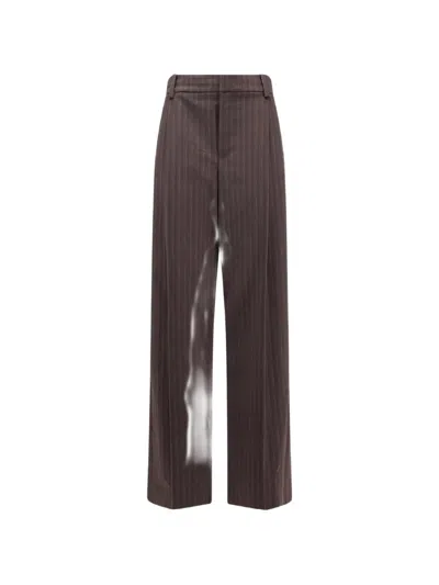 Vince Pinstriped Wide-leg Trousers In Brown