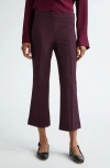 Vince Pintuck Crop Flare Cotton Blend Pants In Dahlia Wine