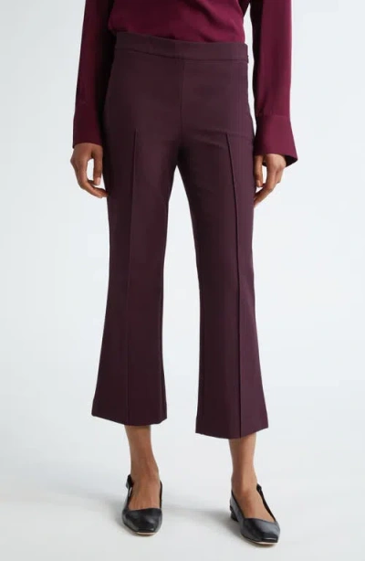 Vince Pintuck Crop Flare Cotton Blend Pants In Dahlia Wine