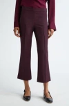 Vince Pintuck Crop Flare Cotton Blend Pants In Dahlia Wine