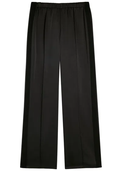 Vince Pintucked Satin-crepe Trousers In Black