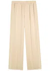 Vince Pintucked Satin-crepe Trousers In Neutral