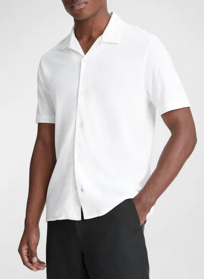 Vince Pique Cabana Short Sleeve Button Down Shirt In Optic White
