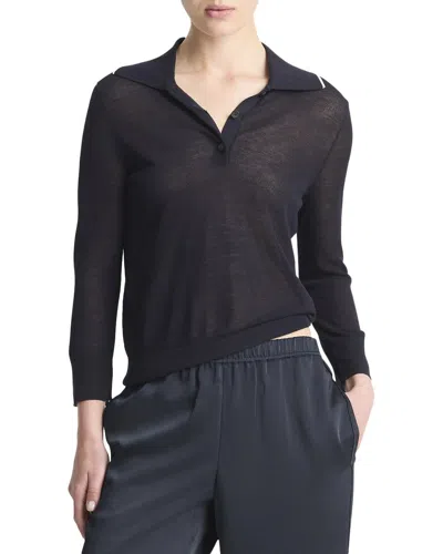 Vince Pique Polo Shirt In Black