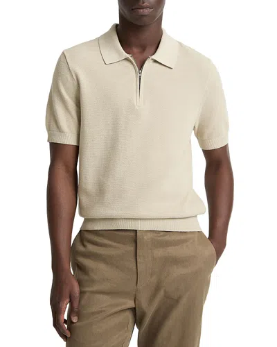 Vince Pique Zip Polo In White