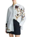 Vince Placed Black Iris Button Down Shirt Salt Glass/black Iris In Salt Glass