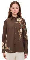 Vince Placed Cream Iris Button Down Dk Bark In Multi