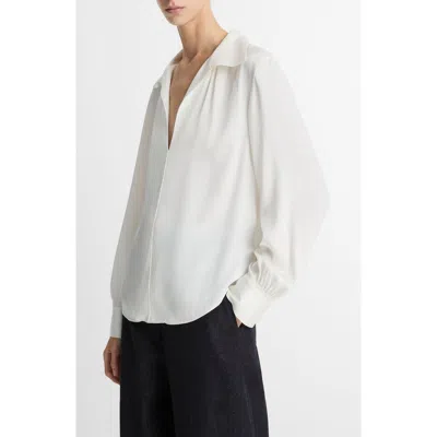 VINCE VINCE PLACED SMOCKED SILK BLEND SHIRT