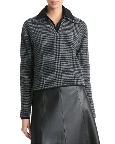 Vince Plaid 1/2-zip Wool & Cashmere-blend Pullover In Gray