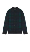 Vince Men's Plaid Button-down Sweater In Blue
