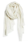 Vince Plaid Cashmere Fringe Scarf In Off White Grey