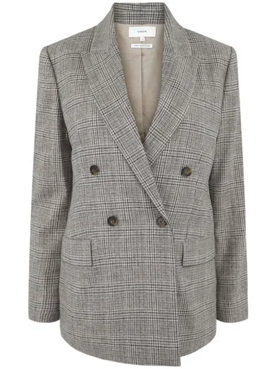 Vince Plaid Check-pattern Blazer In Grey