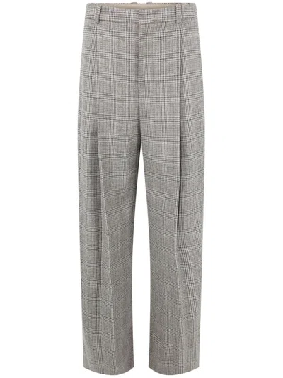 Vince Plaid-check Trousers In Grey