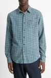 Vince Plaid Classic Fit Linen Blend Button-up Shirt In Blue