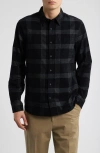 Vince Plaid Corduroy Button-up Shirt In Black