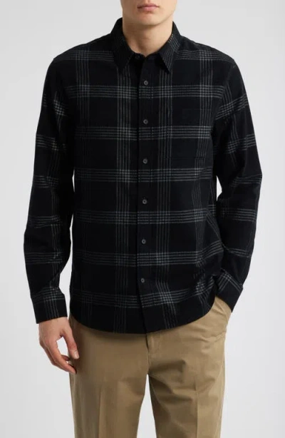 Vince Plaid Corduroy Button-up Shirt In Black