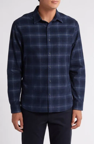 Vince Plaid Corduroy Button-up Shirt In Coastal/ Surf Mist