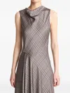 Vince Plaid Cowl-neck Dress In Brown
