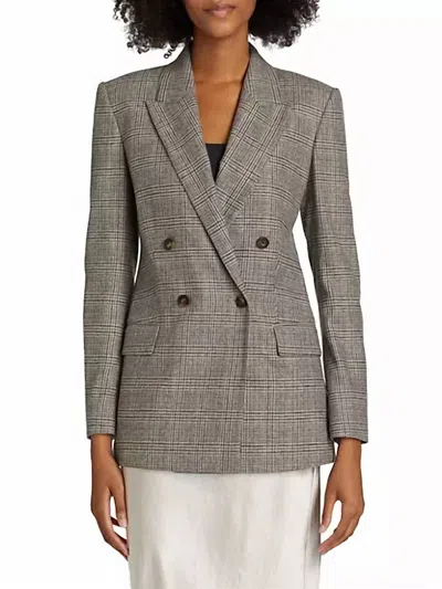 Vince Plaid Double Breasted Blazer In Heritage Glen Plaid In Multi