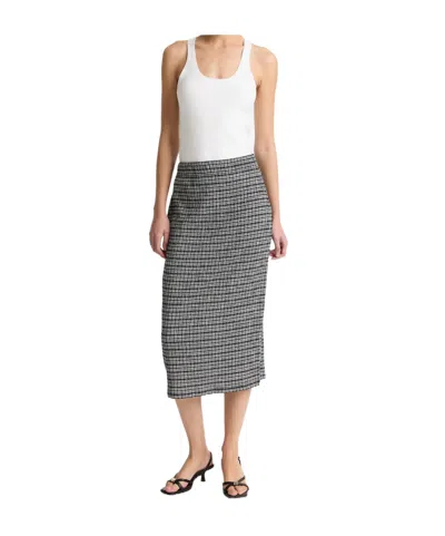 Vince Plaid Elasticated Skirt In Gray